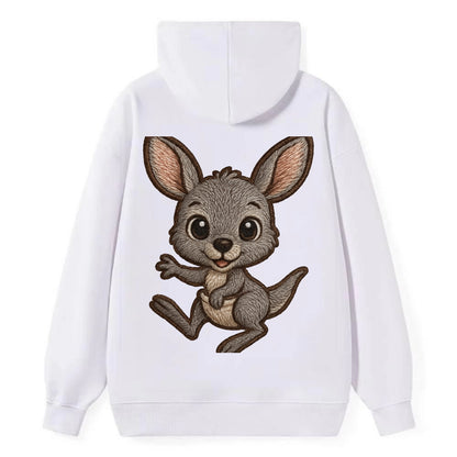 Baby Kangaroo Joey - gray fur, large ears, in pouch peek, bright eyes, - Classic Pullover Hoodie - White