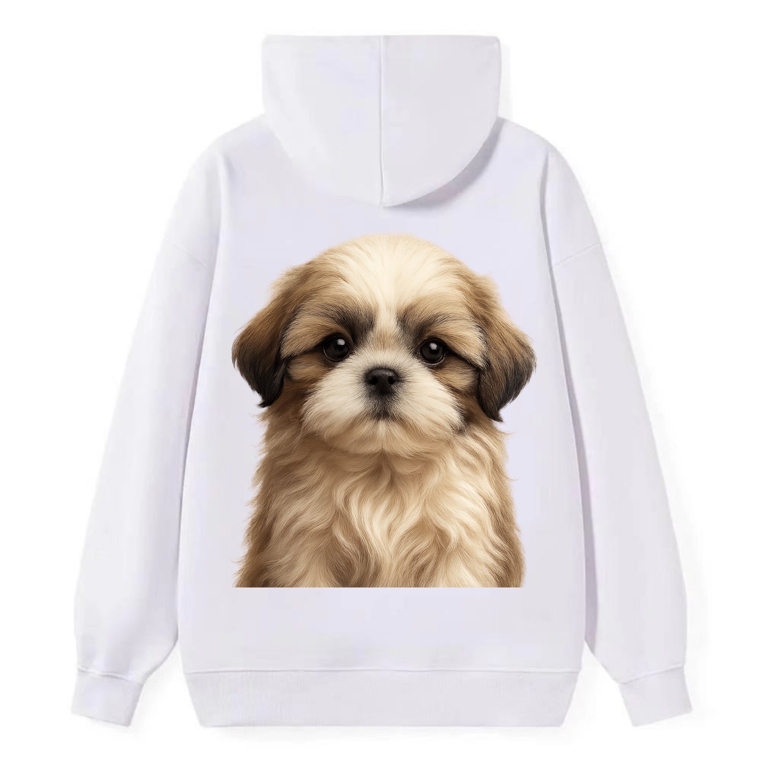 Baby Shih Tzu Puppy - long flowing coat, flat face, big dark eyes, - Classic Pullover Hoodie - White