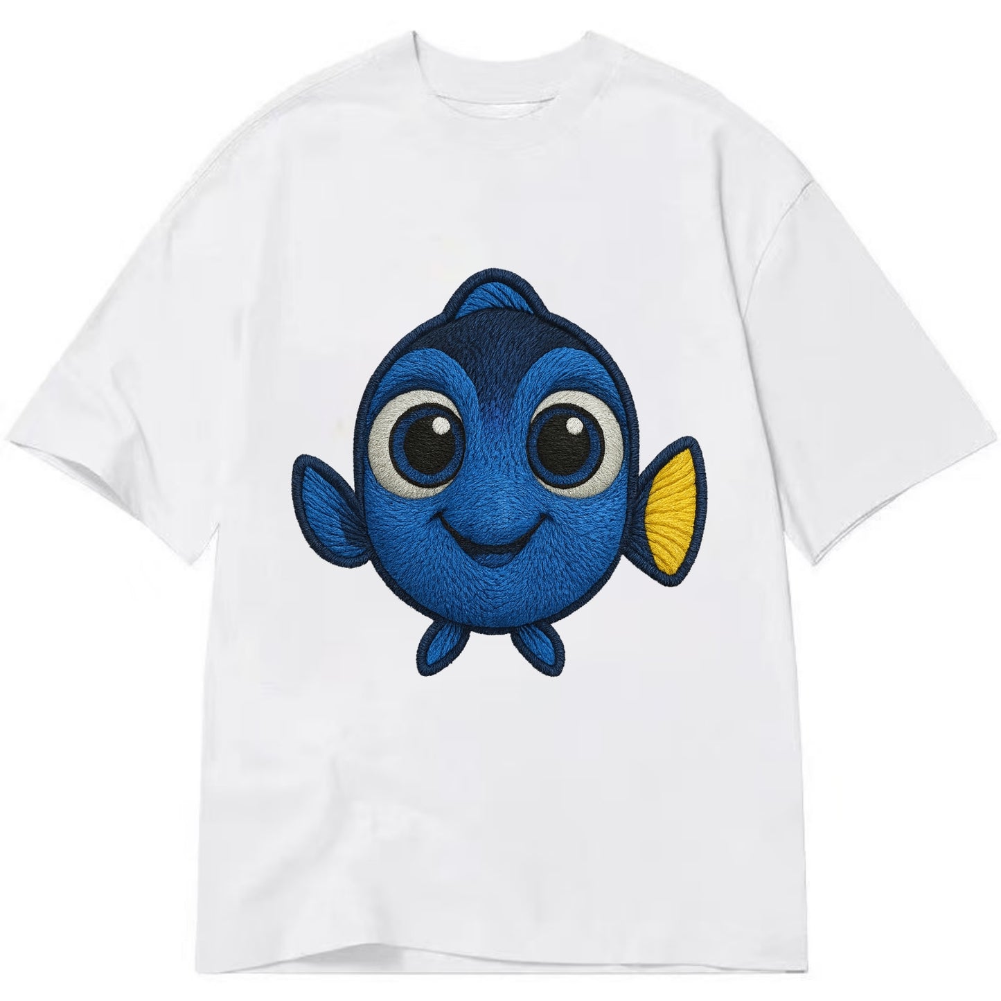 Baby Blue Tang - bright blue with yellow tail, big eyes, front-facing, Dory-style - Classic T-shirt - White