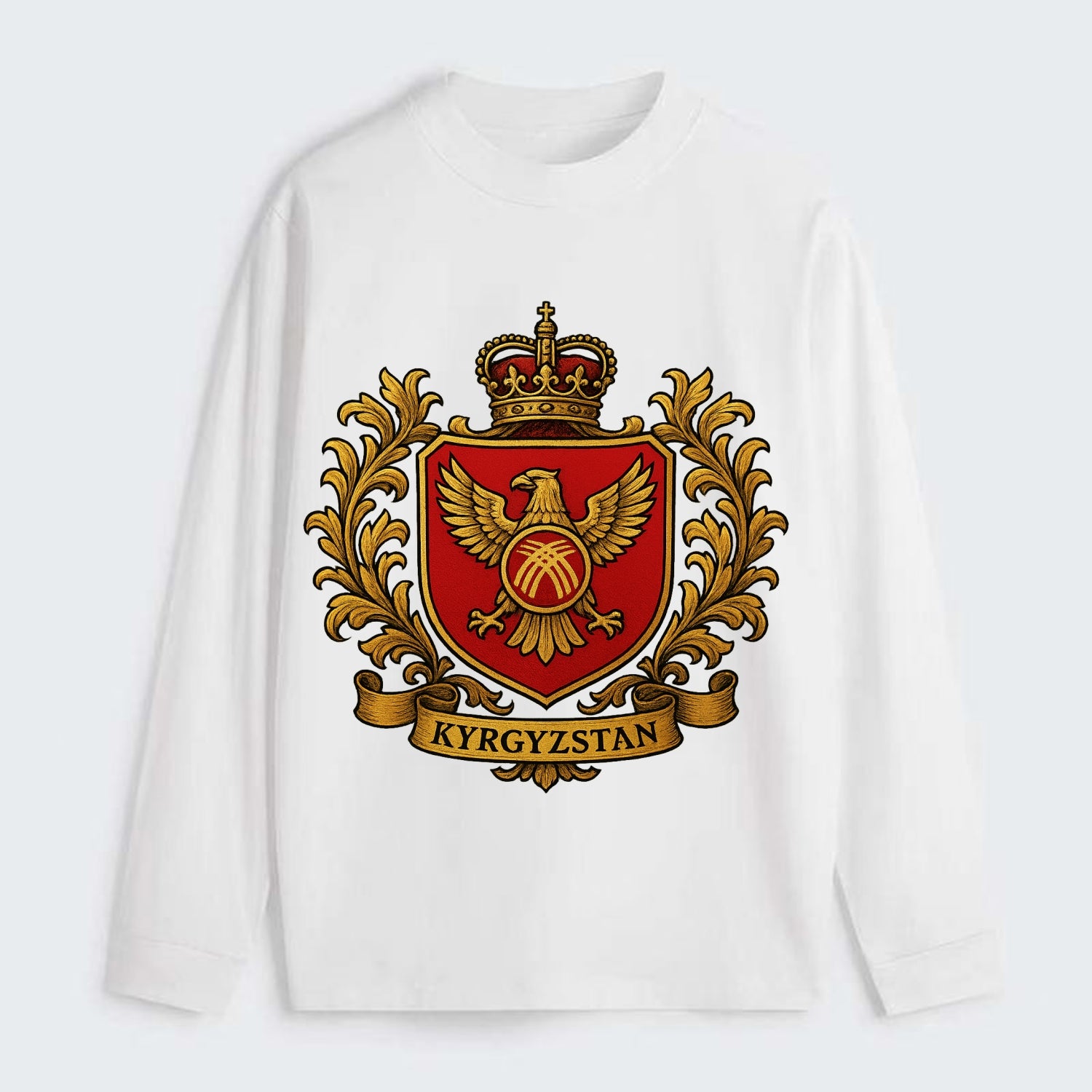 Kyrgyzstan Heritage Badge - Classic Long Sleeve Shirt - White