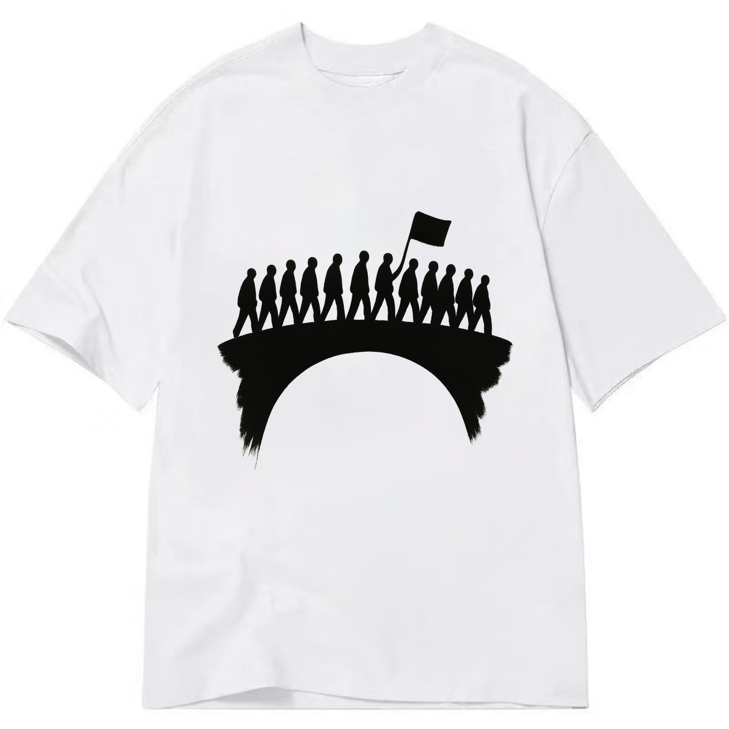 March on bridge silhouette - historic protest ink painting - Classic T-shirt - White