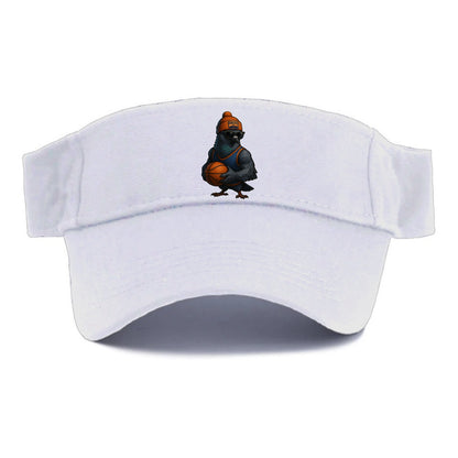Manhattan Pigeon wearing Knicks beanie with skyline patch and wayfarer sunglasses - Visor - White