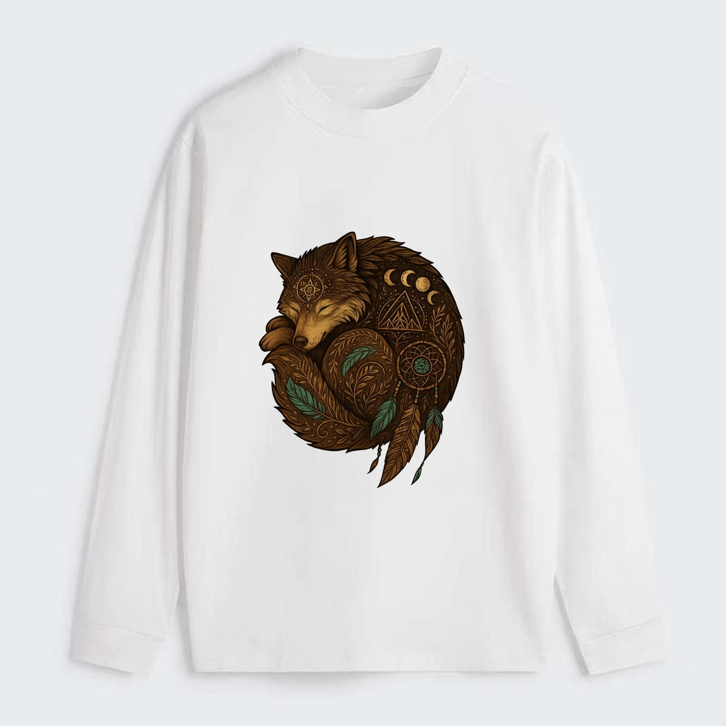 Sleeping Wolf Peace  - Classic Long Sleeve Shirt - White