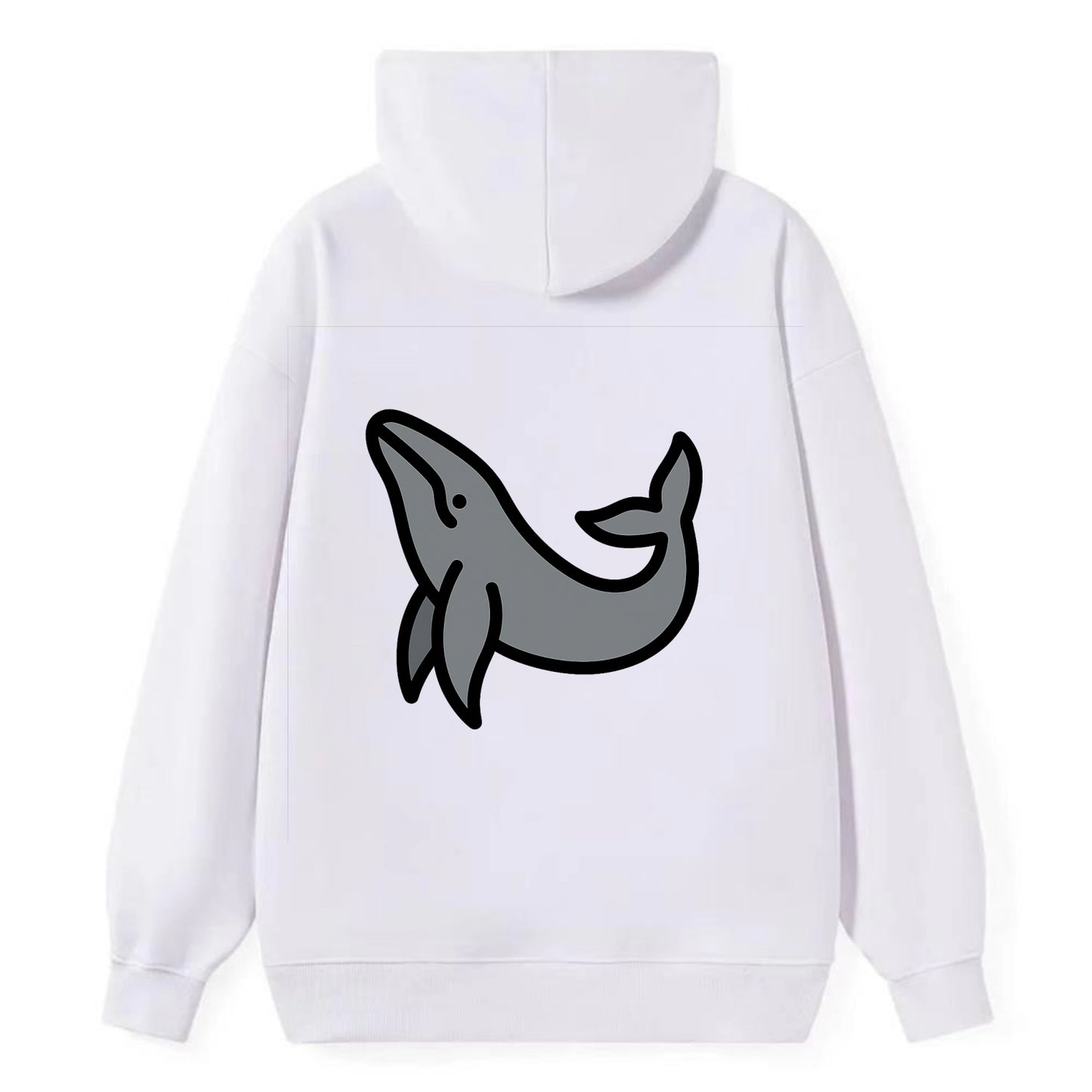 Humpback Whale - Gray breaching pose flat side profile - Classic Pullover Hoodie - White
