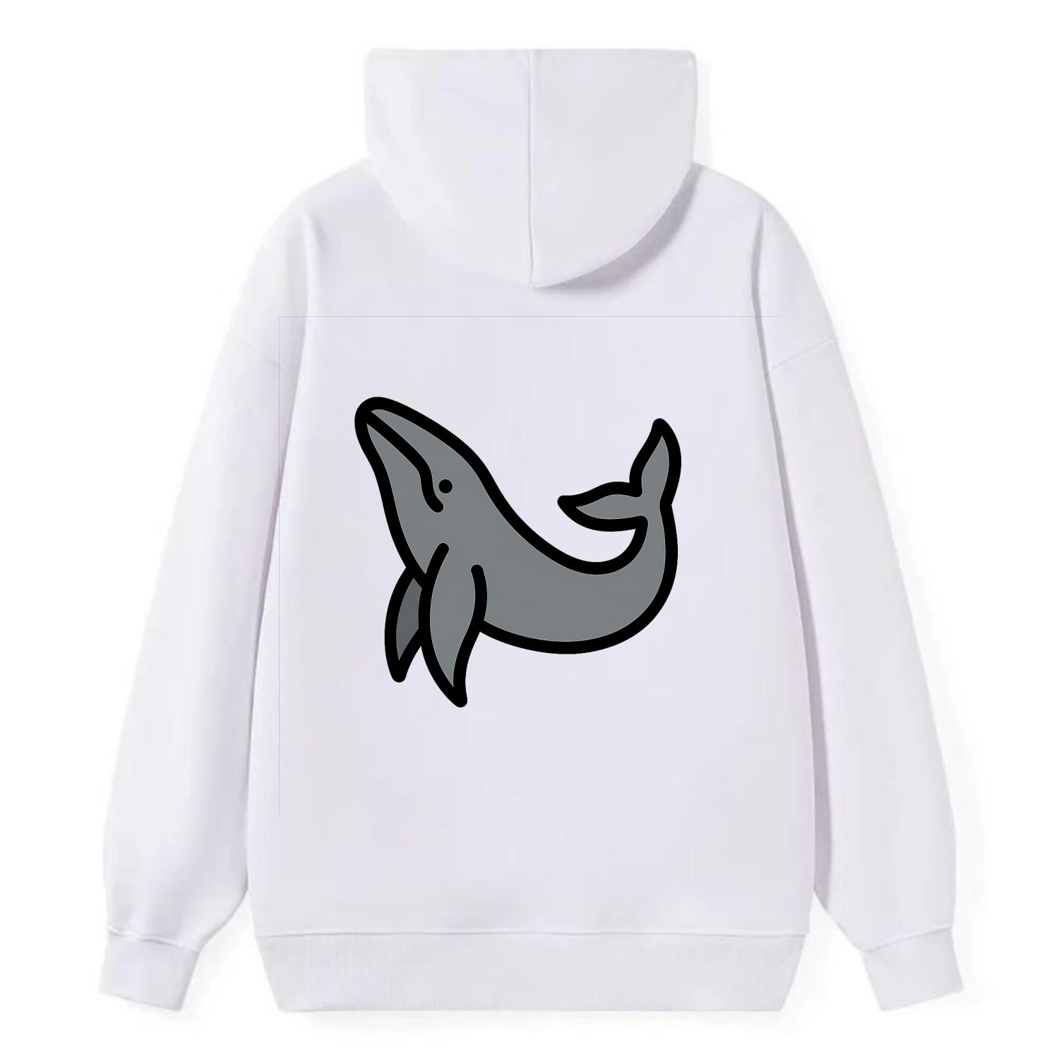 Humpback Whale - Gray breaching pose flat side profile - Classic Pullover Hoodie - White