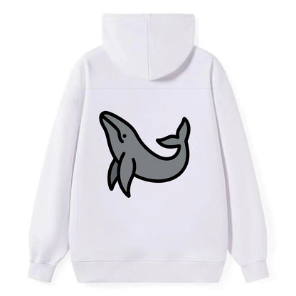 Humpback Whale - Gray breaching pose flat side profile - Classic Pullover Hoodie - White