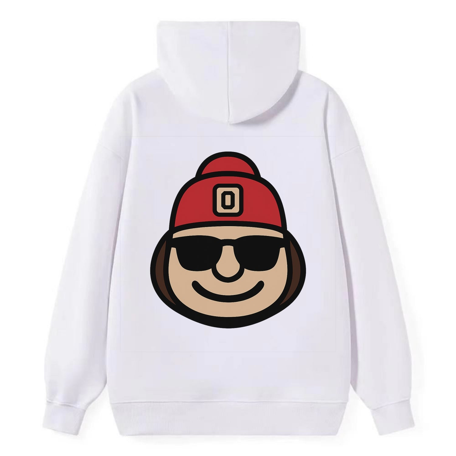 Columbus Brutus wearing Ohio State beanie with Block O patch - Classic Pullover Hoodie - White