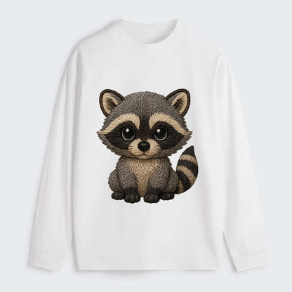 Baby Raccoon - gray fur, black mask, ringed tail, bright curious eyes, - Classic Long Sleeve Shirt - White