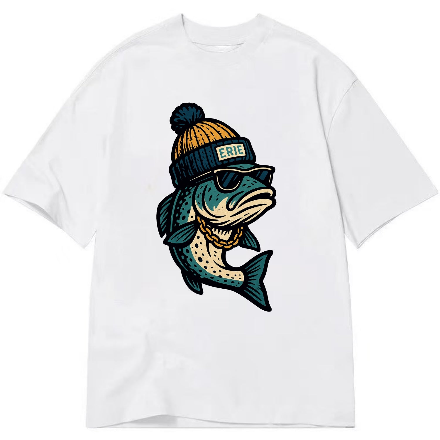 Erie Lake Trout wearing Erie beanie with - Classic T-shirt - White