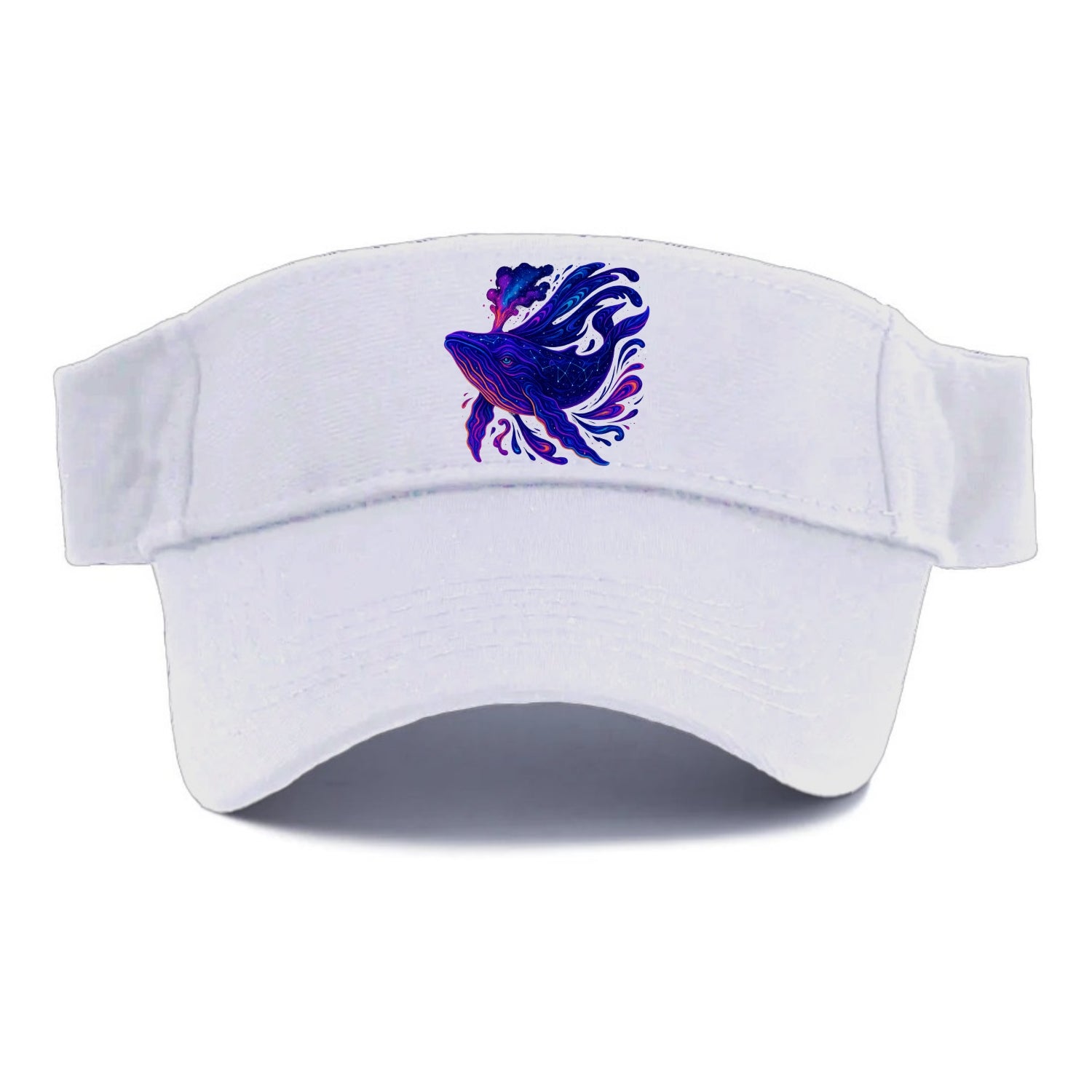 Majestic whale with body composed of galaxy clusters, stellar fins flowing like cosmic - Visor - White