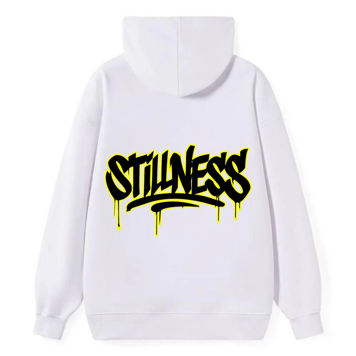 Bold typography design - "STILLNESS" - quiet power, peaceful presence - Classic Pullover Hoodie - White
