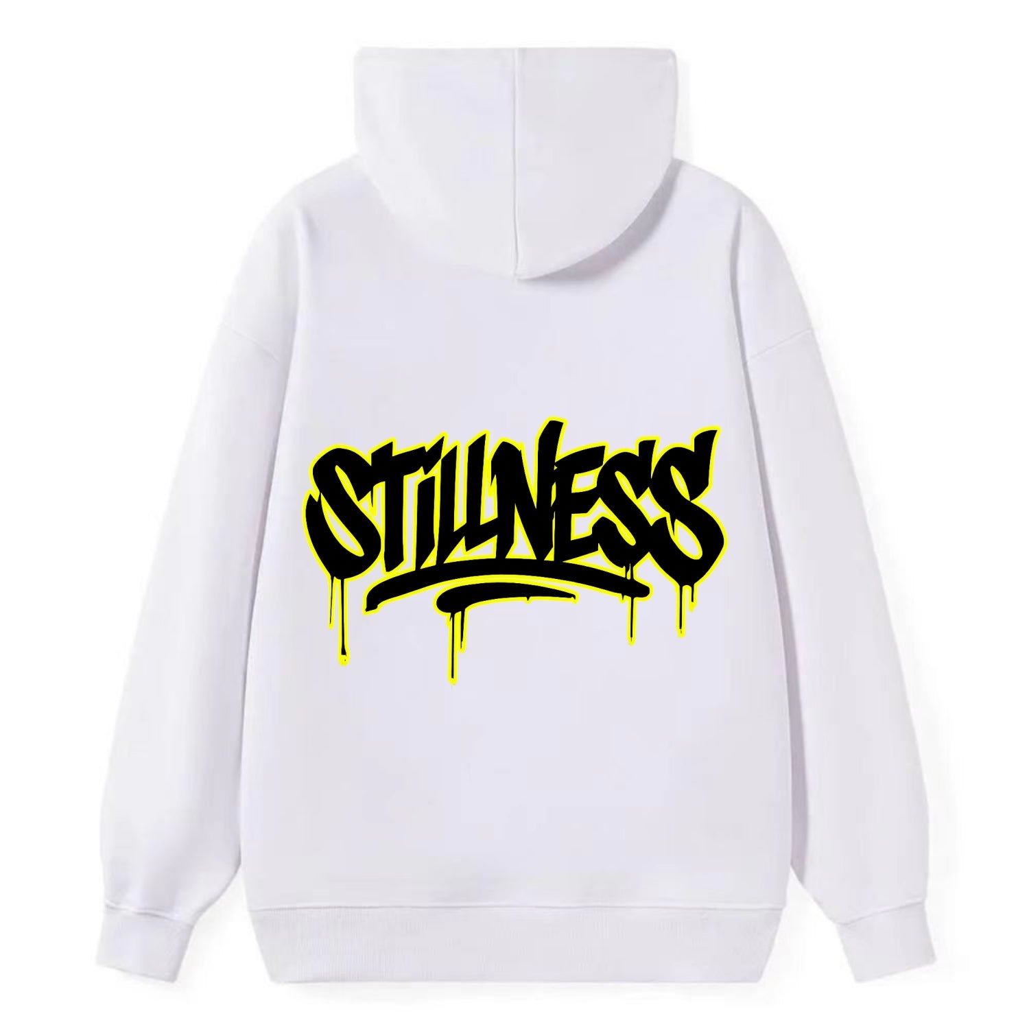 Bold typography design - "STILLNESS" - quiet power, peaceful presence - Classic Pullover Hoodie - White