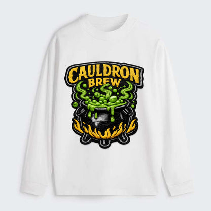CAULDRON BREW - bubbling pot in black and green , witch craft - Classic Long Sleeve Shirt - White