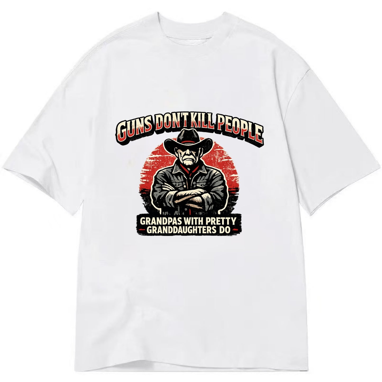 Grandpas Pretty Granddaughters - Cowboy - Classic T-shirt - White