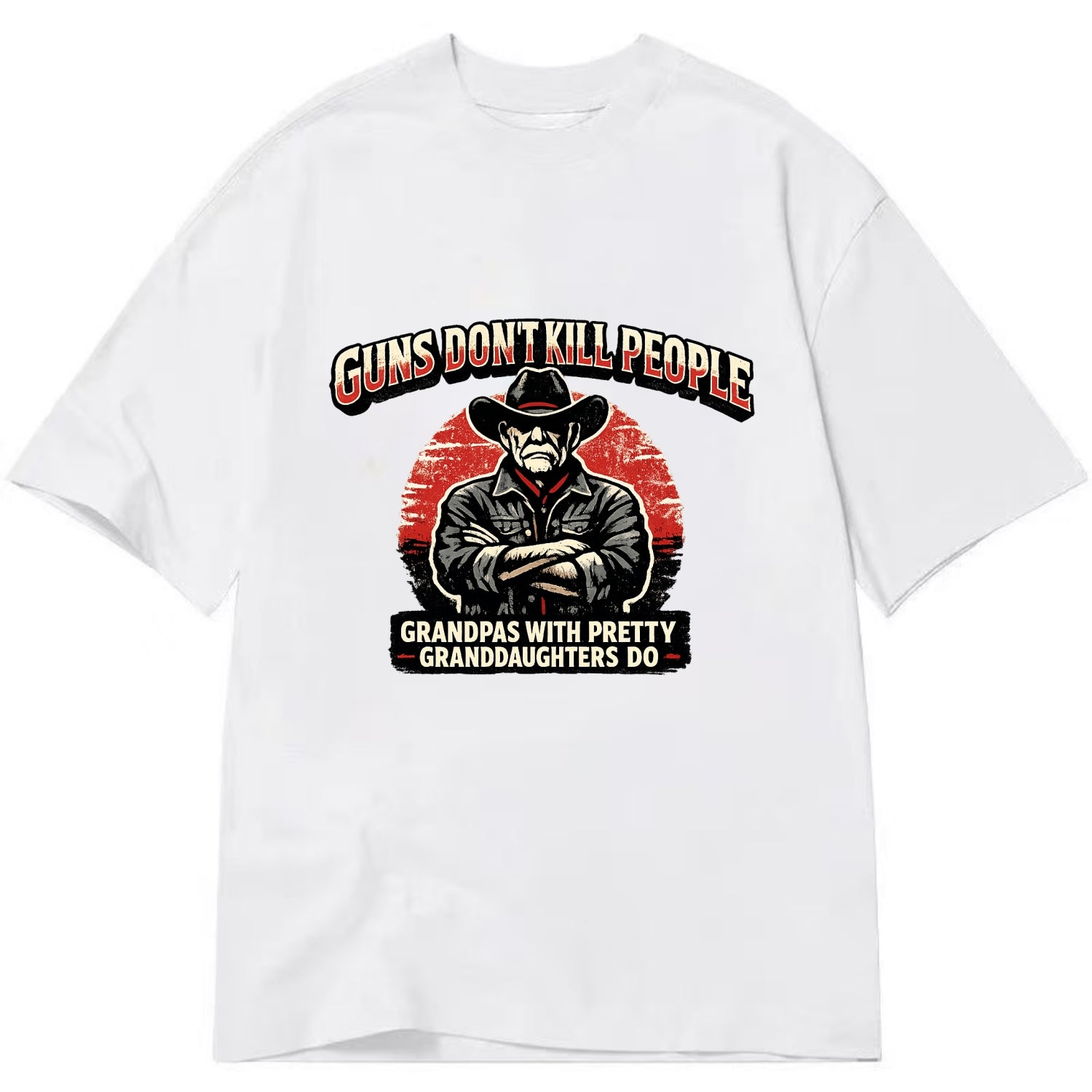 Grandpas Pretty Granddaughters - Cowboy - Classic T-shirt - White
