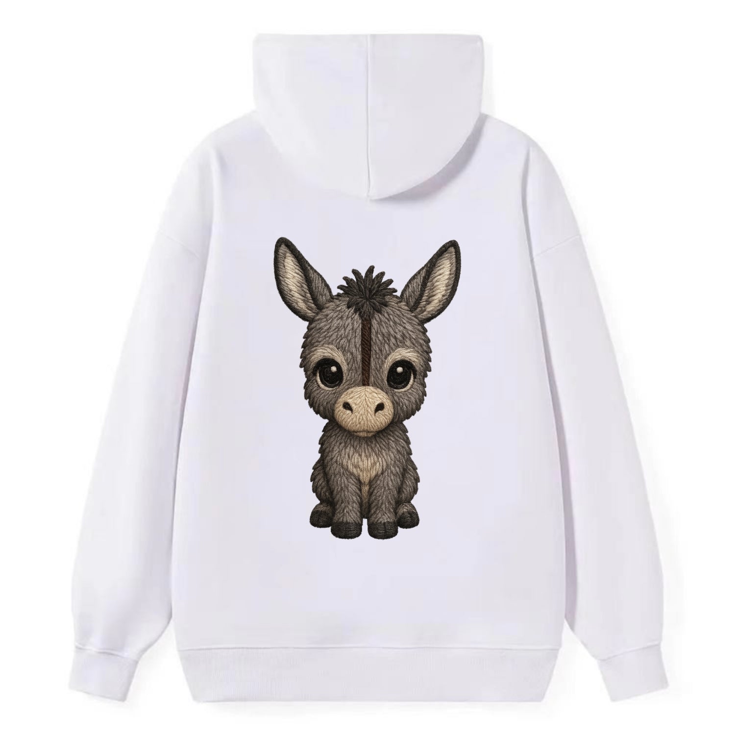 Baby Donkey Foal - gray fluffy, long ears, dark stripe, gentle eyes, - Classic Pullover Hoodie - White