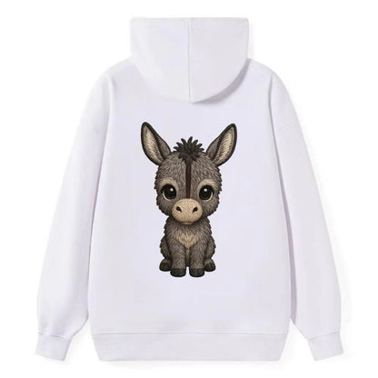 Baby Donkey Foal - gray fluffy, long ears, dark stripe, gentle eyes, - Classic Pullover Hoodie - White