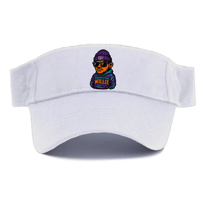 Manhattan Willie wearing Kansas State beanie with powercat patch - Visor - White