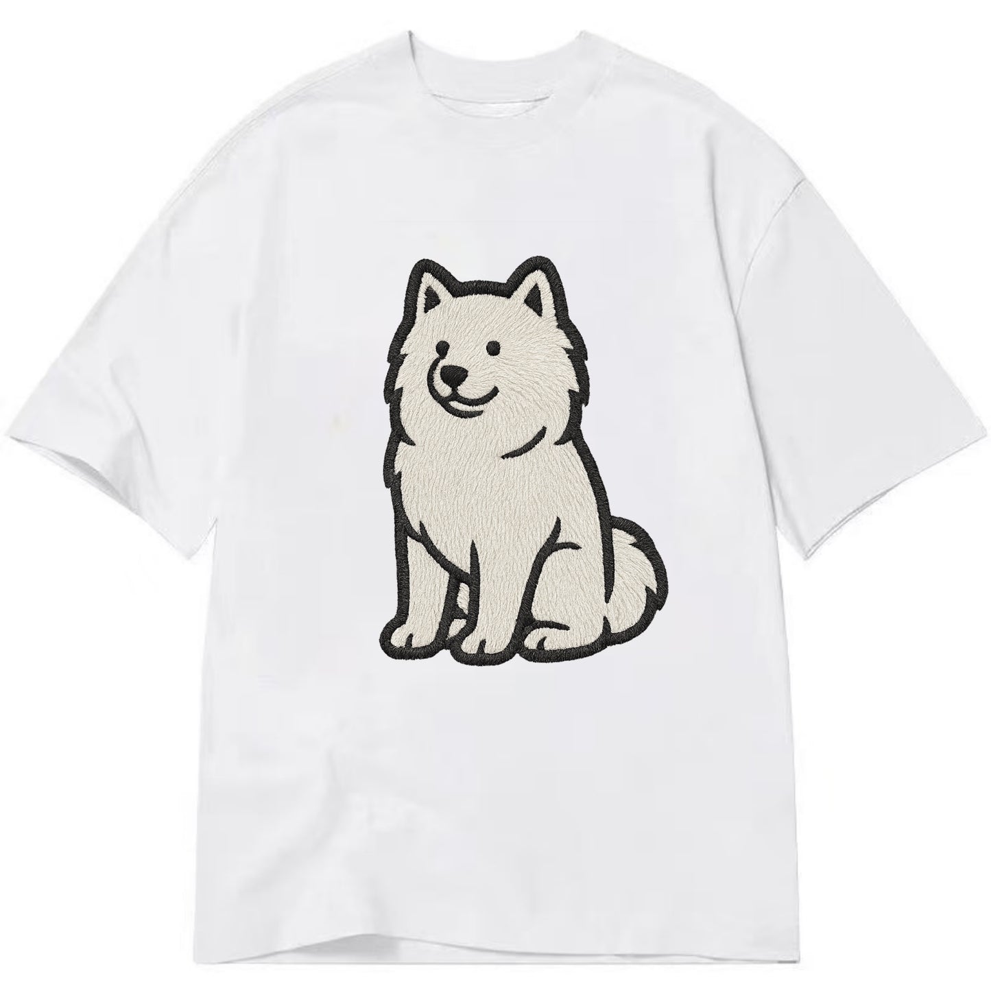 Samoyed - White fluffy embroidered desig Classic T-shirt - White