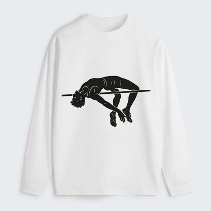 High jumper arching over bar - Classic Long Sleeve Shirt - White