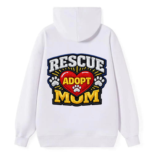RESCUE MOM - heart with ADOPT text in red , shelter advocate - Classic Pullover Hoodie
