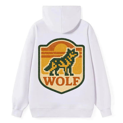 Digital Pixel Wolf  - Classic Pullover Hoodie - White