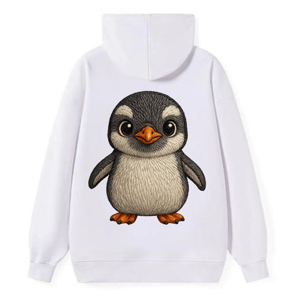 Baby Gentoo Penguin - orange beak, white cap, bright eyes, front-facing, - Classic Pullover Hoodie - White