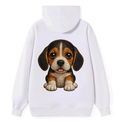Baby Beagle Puppy - tricolor coat, long droopy ears, big pleading eyes, - Classic Pullover Hoodie - White