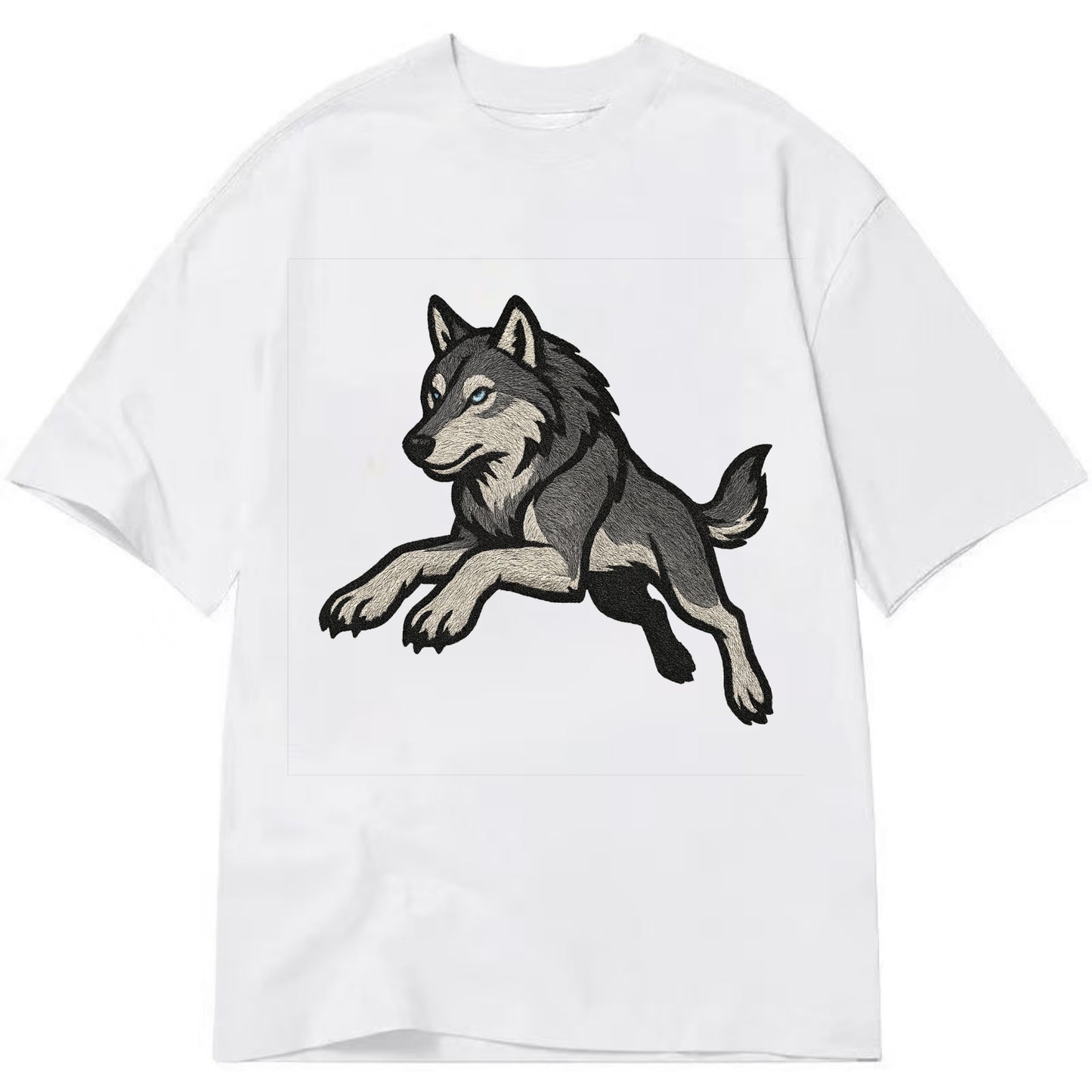 Wolf Leaping Action  - Classic T-shirt - White