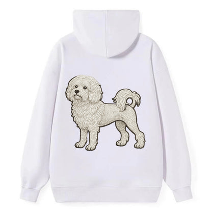 Löwchen - Little Lion Dog white embroidered pose - Classic Pullover Hoodie - White