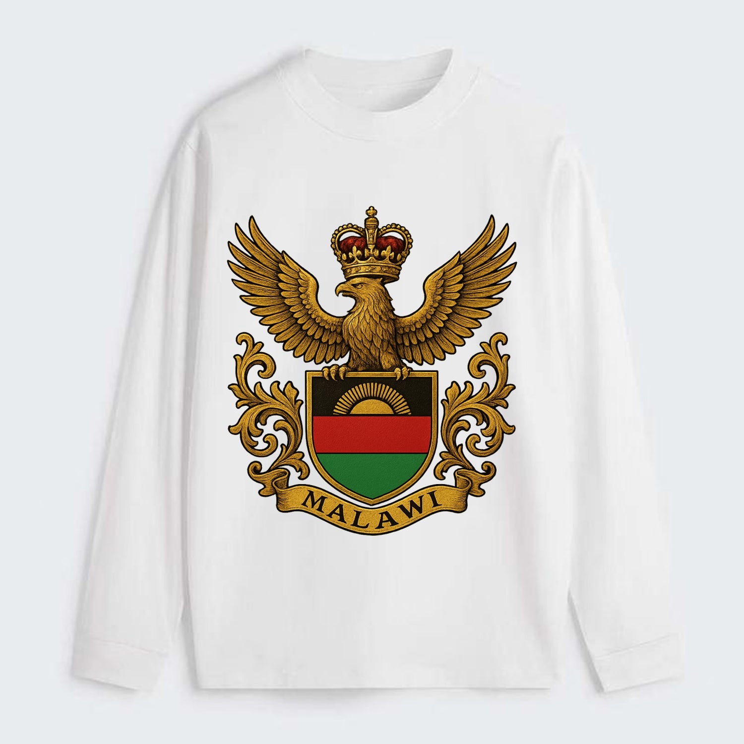 Malawi Royal Logo  - Classic Long Sleeve Shirt - White