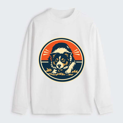 Focused Border Collie Emblem - Classic Long Sleeve Shirt - White