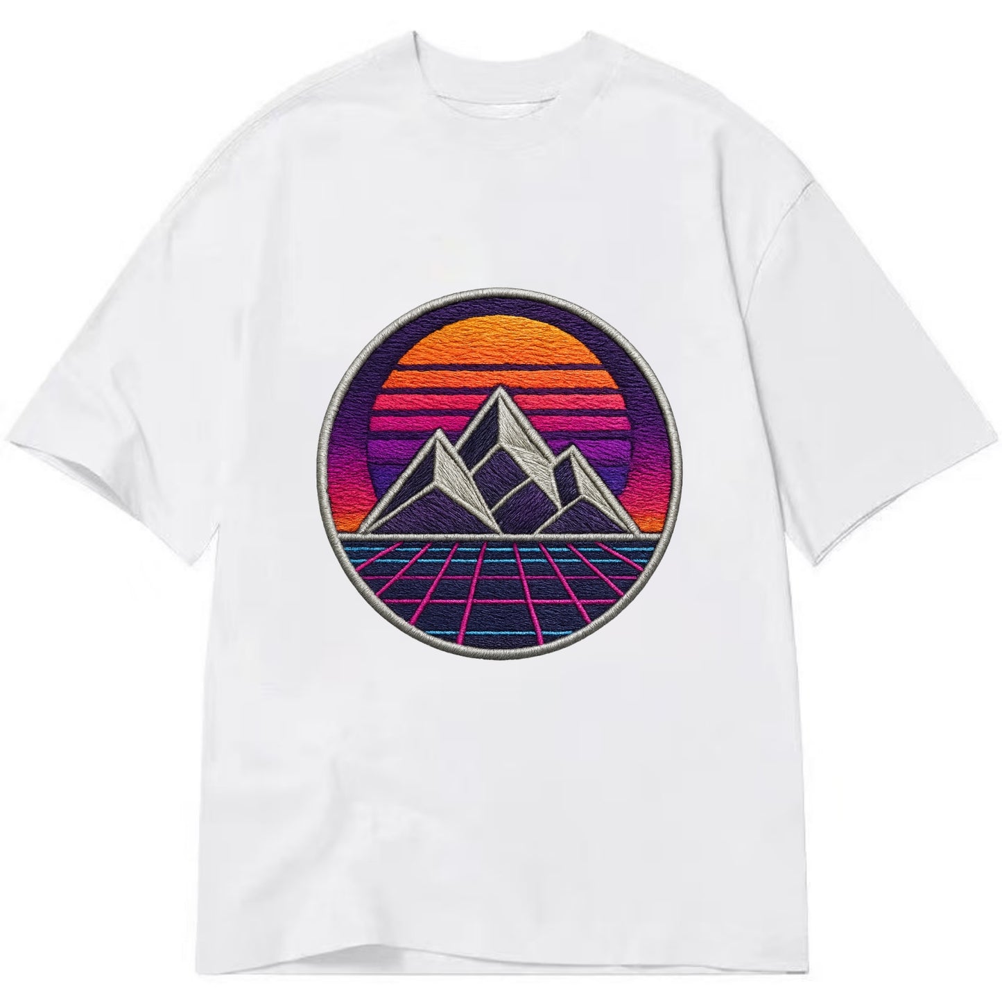Retrowave Mountains - Classic T-shirt - White