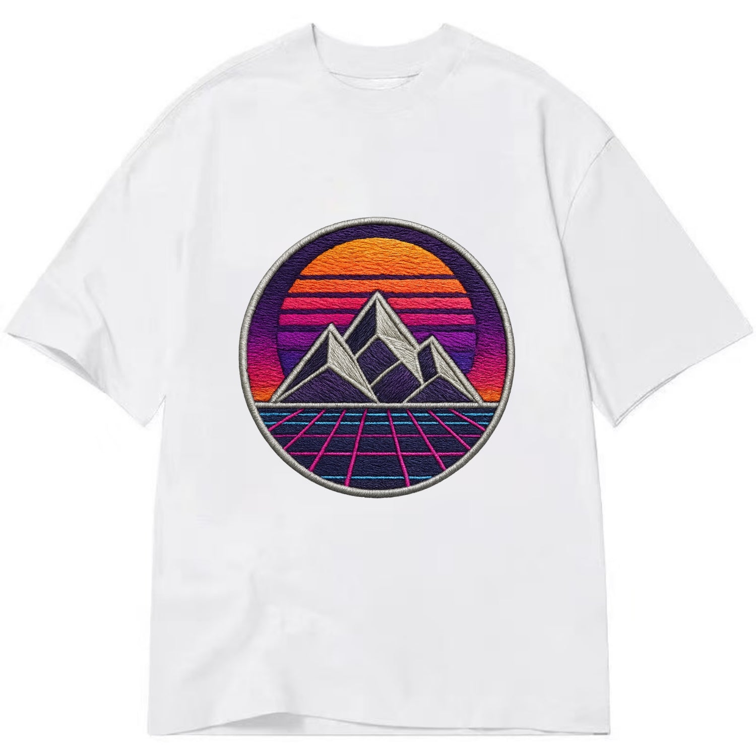 Retrowave Mountains - Classic T-shirt - White