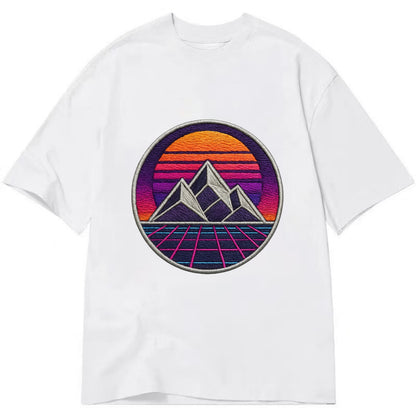 Retrowave Mountains - Classic T-shirt - White