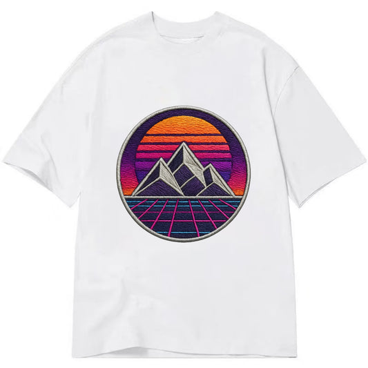 Retrowave Mountains - Classic T-shirt - White