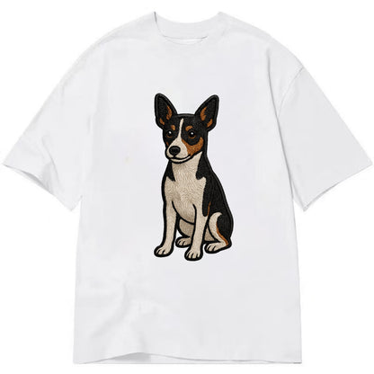 Rat Terrier - Tri-color embroidered pose Classic T-shirt - White