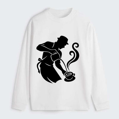 Barista creating latte art - Classic Long Sleeve Shirt - White