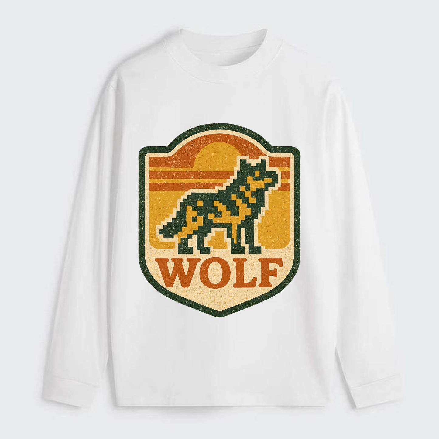 Digital Pixel Wolf  - Classic Long Sleeve Shirt - White