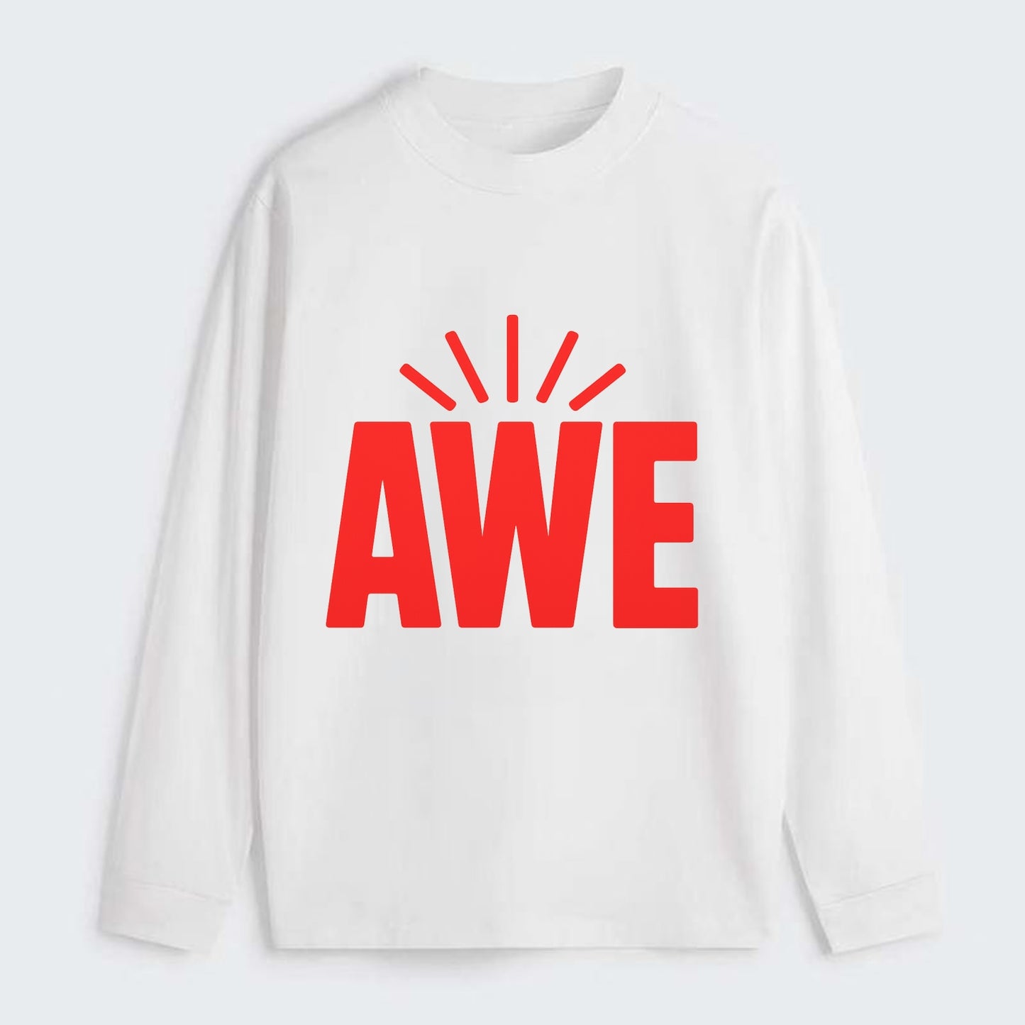 Bold typography design - "AWE" - overwhelming wonder - Classic Long Sleeve Shirt - White