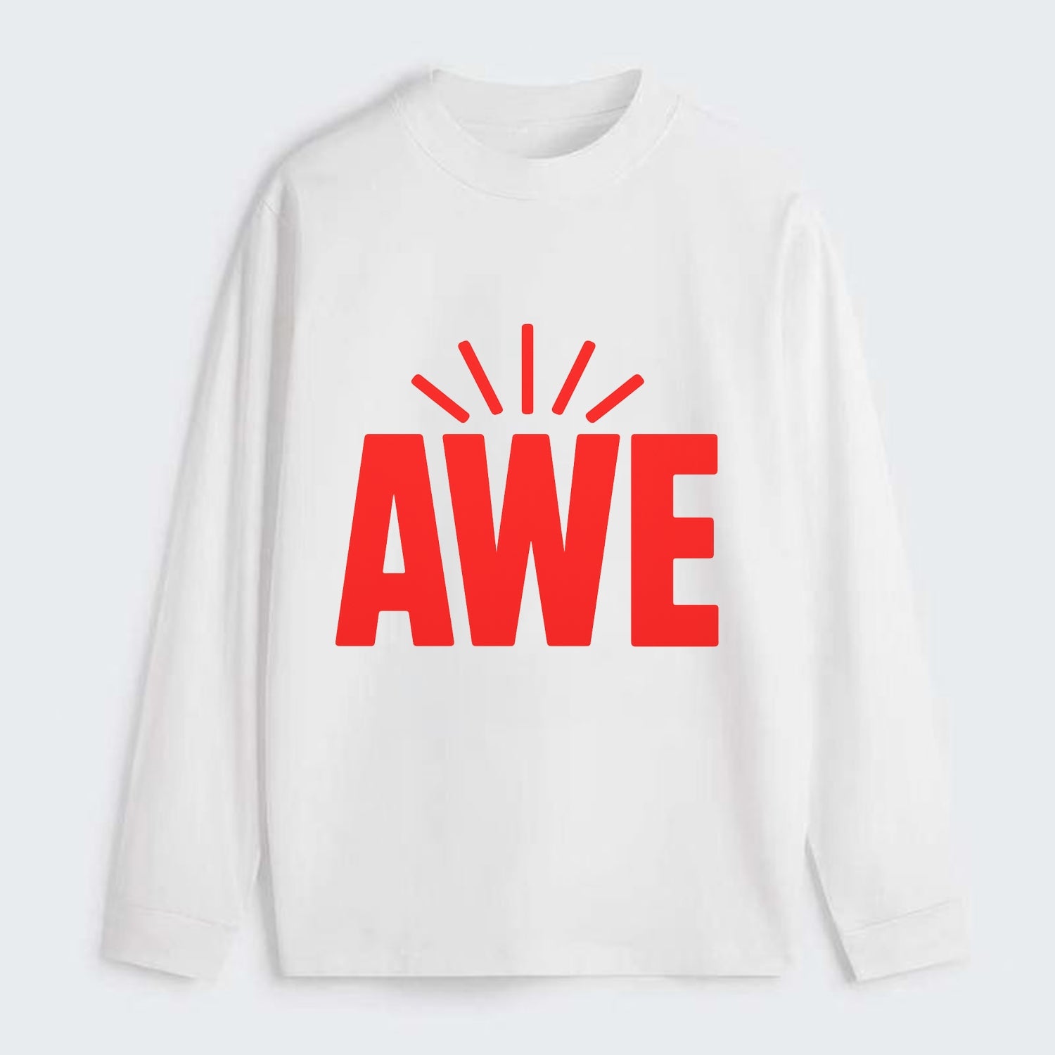 Bold typography design - "AWE" - overwhelming wonder - Classic Long Sleeve Shirt - White