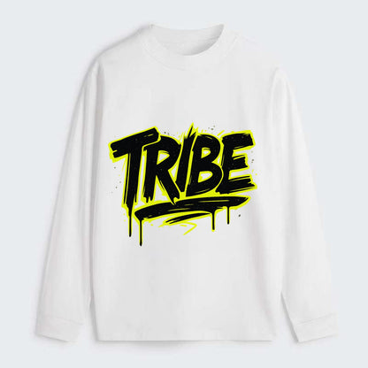 Bold typography design - "TRIBE" - your community, your group - Classic Long Sleeve Shirt - White