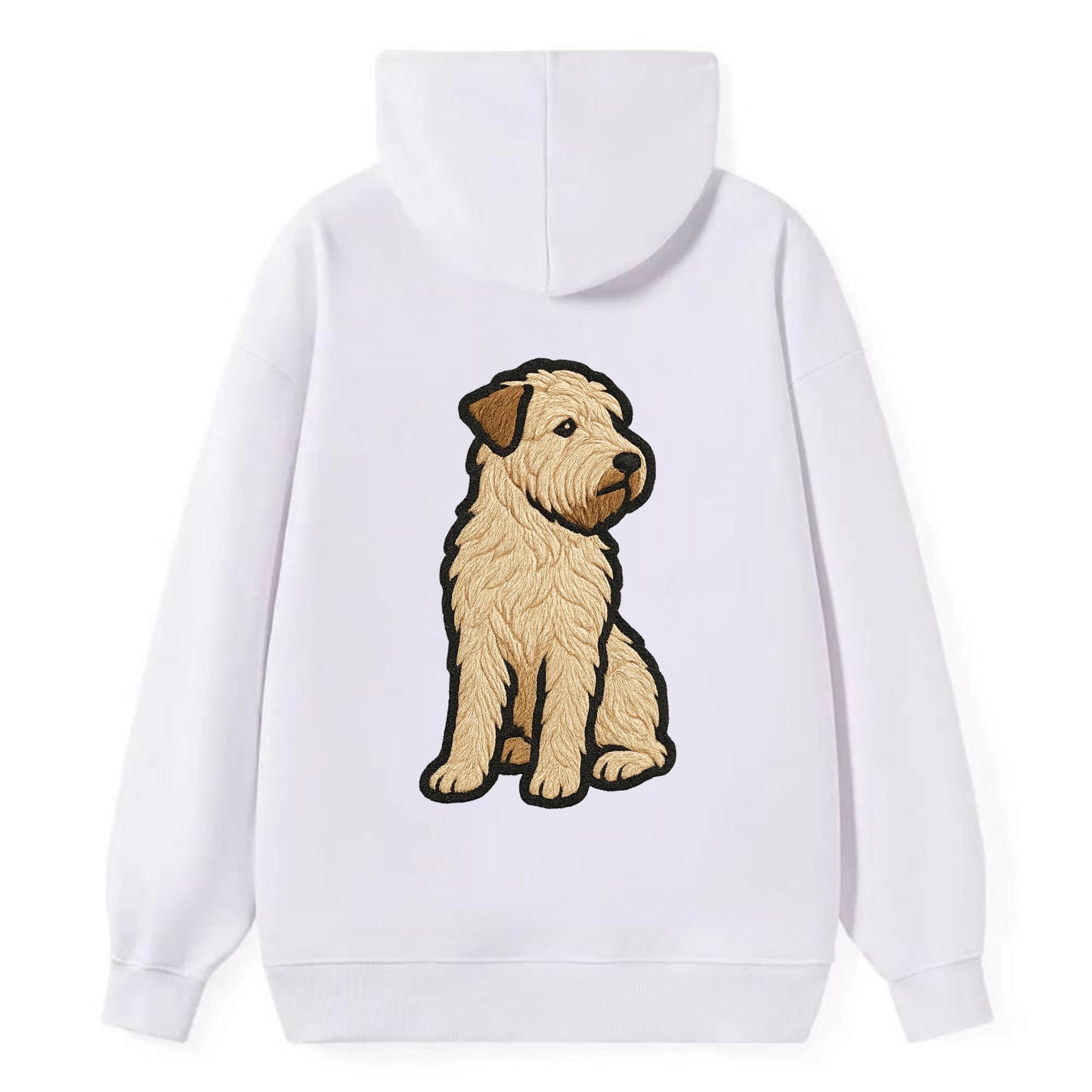 Soft Coated Wheaten Terrier - Light tan flowing coat embroidered pose - Classic Pullover Hoodie - White