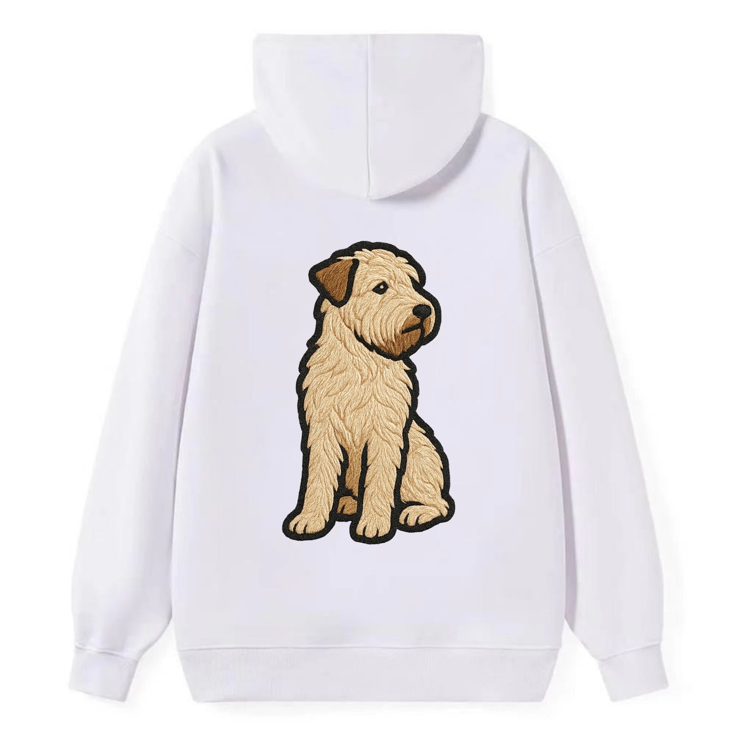 Soft Coated Wheaten Terrier - Light tan flowing coat embroidered pose - Classic Pullover Hoodie - White
