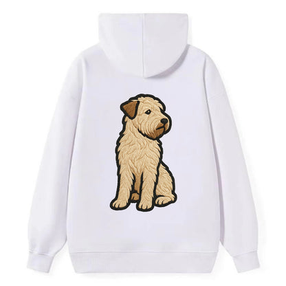 Soft Coated Wheaten Terrier - Light tan flowing coat embroidered pose - Classic Pullover Hoodie - White