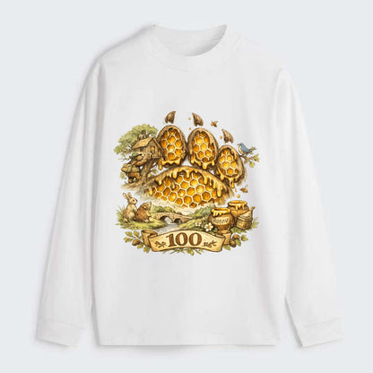 HONEY PAW | Bear paw print filled with honeycomb | Sticky evidence | - Classic Long Sleeve Shirt - White