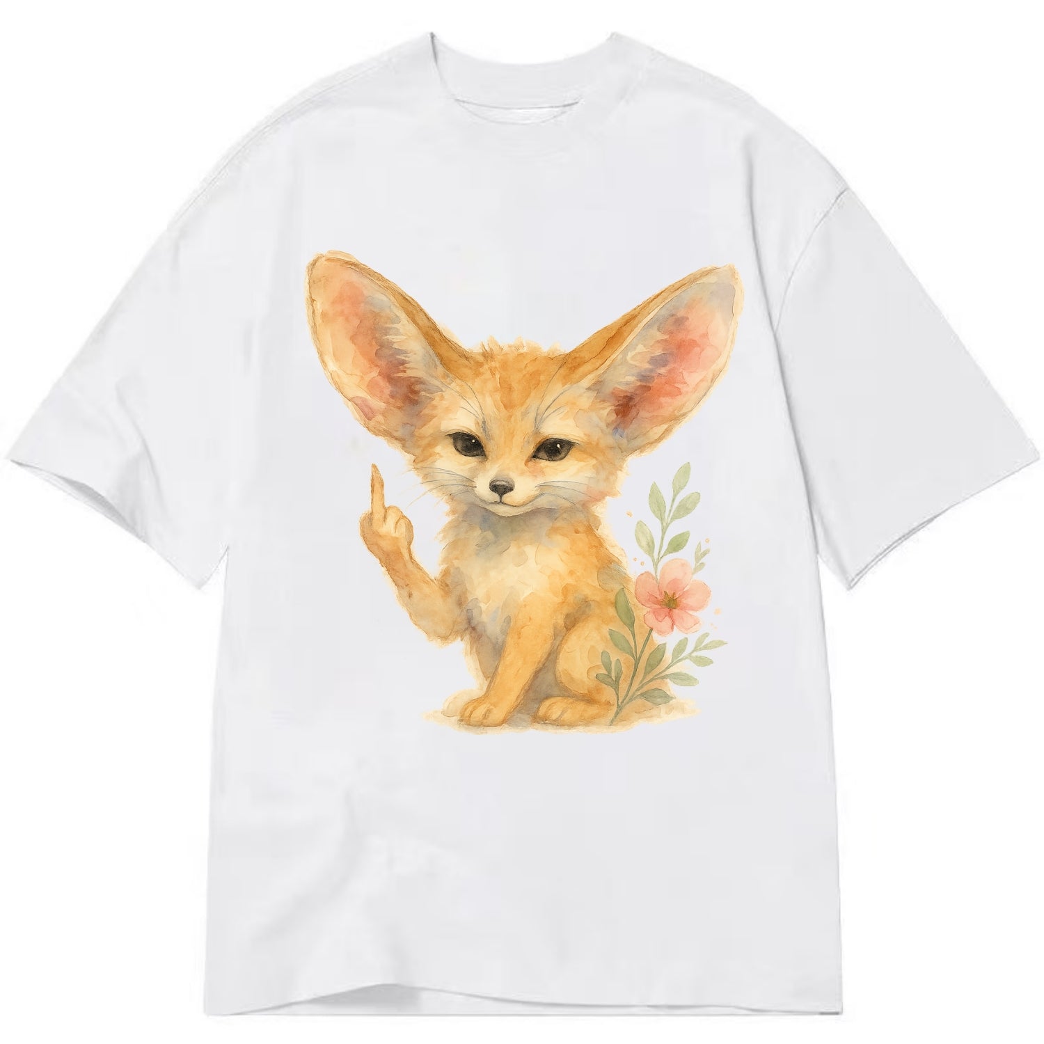 tiny fennec fox with oversized ears, one small paw raised in sass - Classic T-shirt - White