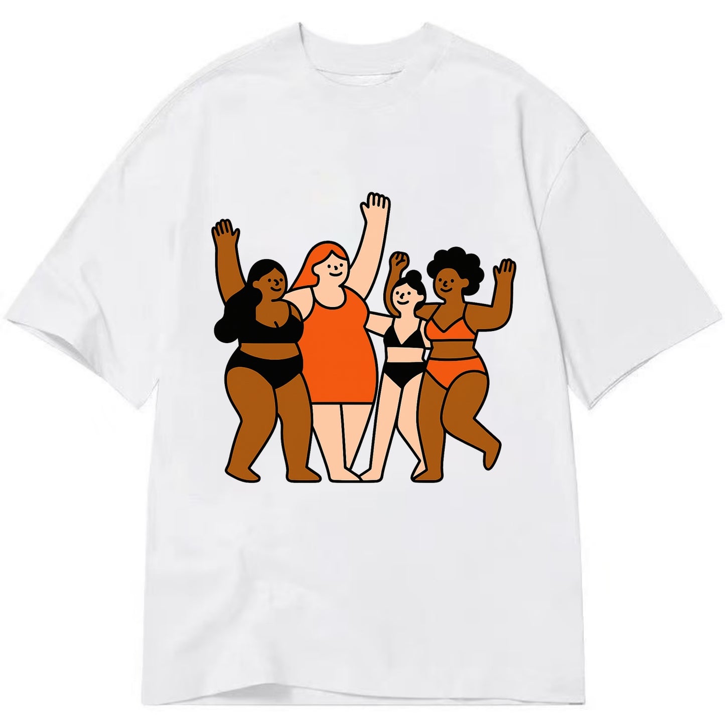 Diverse body types celebrating together - body positivity movement, all bodies - Classic T-shirt - White