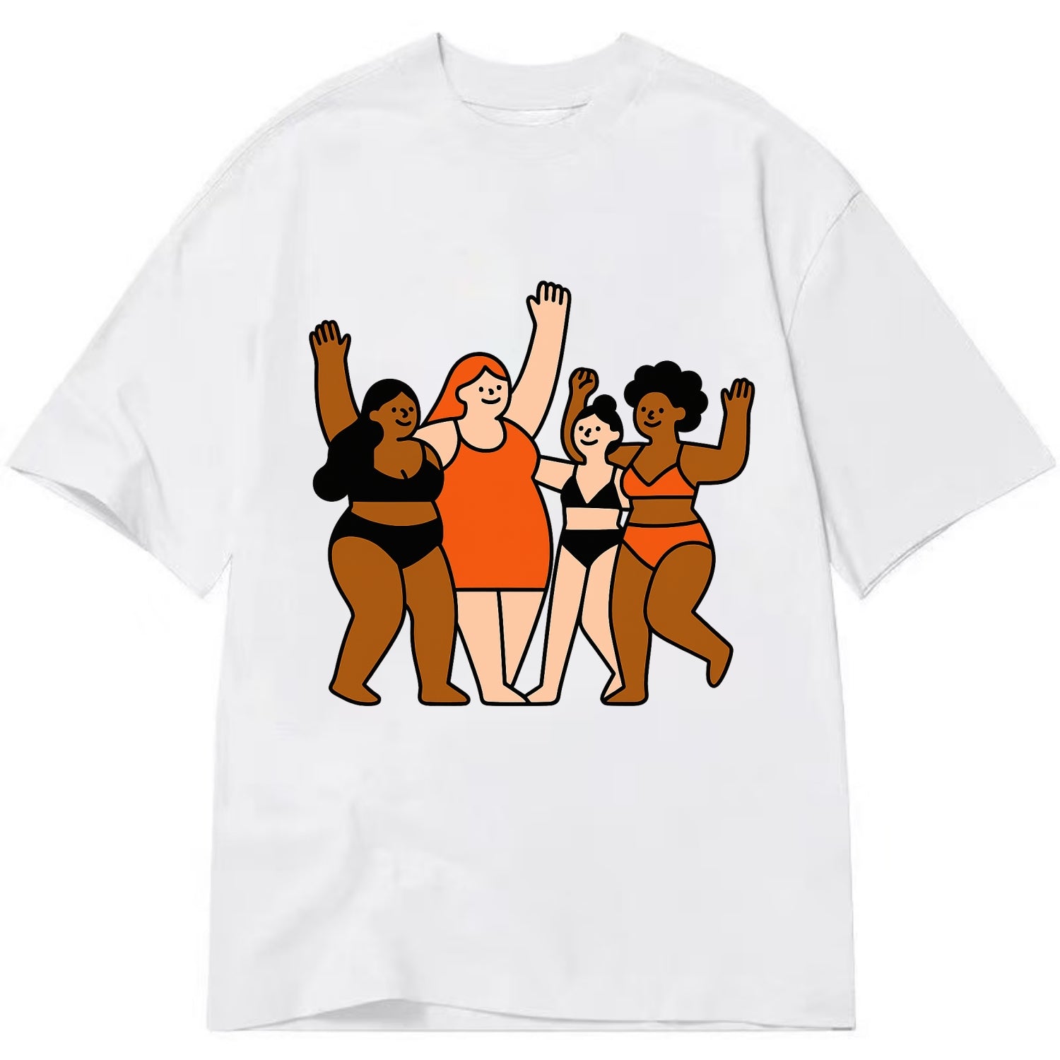 Diverse body types celebrating together - body positivity movement, all bodies - Classic T-shirt - White