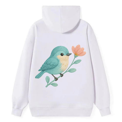 Aqua Chickadee - Classic Pullover Hoodie - White